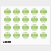 Apple Green Damask結婚ステッカー ラウンドシール (シート)