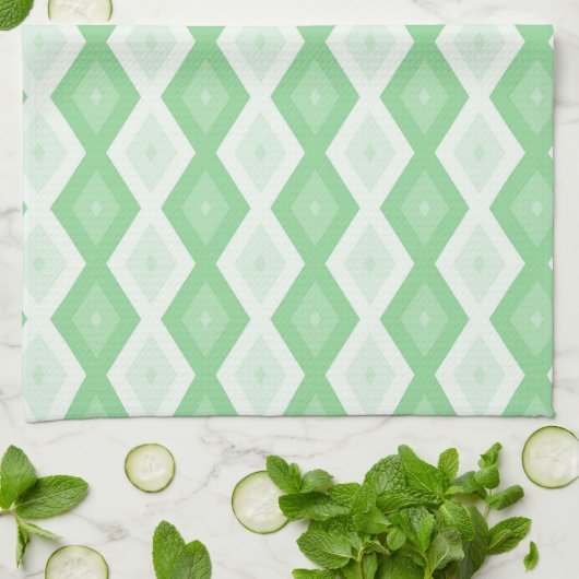 Apple green diamond pattern キッチンタオル (折り畳み)