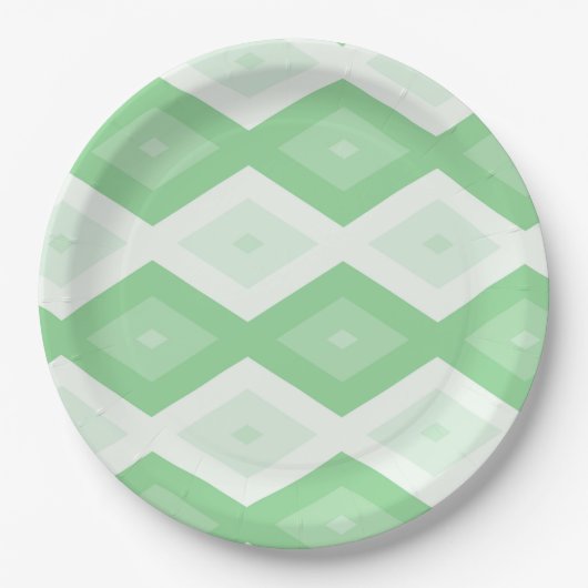 Apple green diamond pattern ペーパープレート (正面)