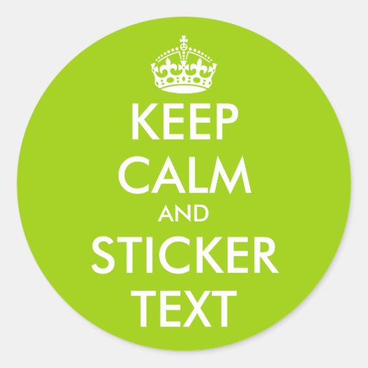 Apple Green Keep Calm Stickers |個人用設定 ラウンドシール (正面)