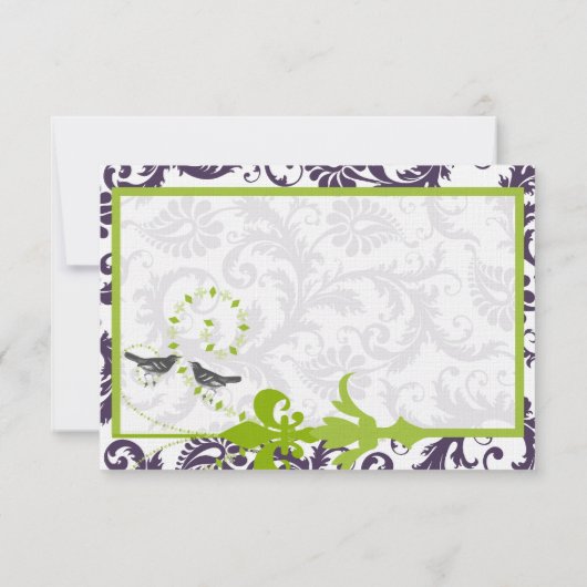 Apple Green Lapis Purple Bird Response Card 出欠カード (裏面)