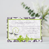 Apple Green Lapis Purple Bird Response Card 出欠カード (スタンド正面)