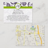 Apple Green Lapis Purple Damaskウェディング情報カード エンクロージャーカード (正面/裏面)