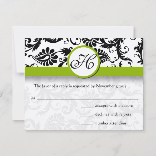 Apple Green Response Card – マット側の文字 出欠カード (裏面)