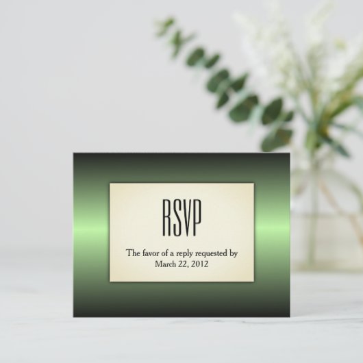 Apple Green Shine RSVPとEntree Choices インビテーションポストカード (スタンド正面)