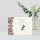 Apple Green Trim Damask Swirlsテーブル番号カード ポストカード (スタンド正面)