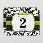 Apple Green Trim Damask Swirlsテーブル番号カード ポストカード (正面/裏面)