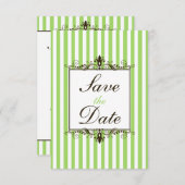 Apple Green、White、Brown日付ストライプのの保存 セーブザデート (正面/裏面)