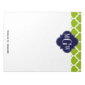 Apple Green Wt Morocco #5 Navy 3イニシャルモノグラム ノートパッド (正面)