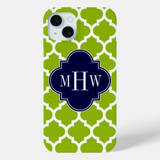 Apple Green Wt Morocco #5 Navy 3イニシャルモノグラム Case-Mate iPhoneケース (裏面)