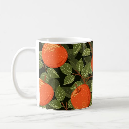 Apple Harvest:グリーン葉ヴィンテージ コーヒーマグカップ (左)