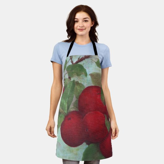 Apple Harvest、Red、Green エプロン (着用した状態)