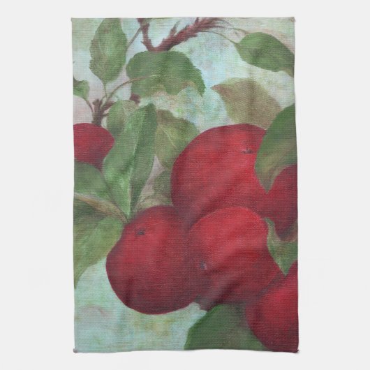 Apple Harvest、Red、Green キッチンタオル (縦)