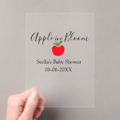 Apple in bloom baby shower red apple name date  アクリル招待状 (インサイチュ (ポータブル))