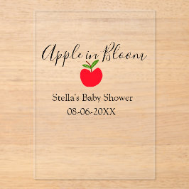 Apple in bloom baby shower red apple name date  アクリル招待状