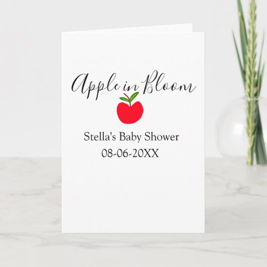 Apple in bloom baby shower red apple name date カード (正面)