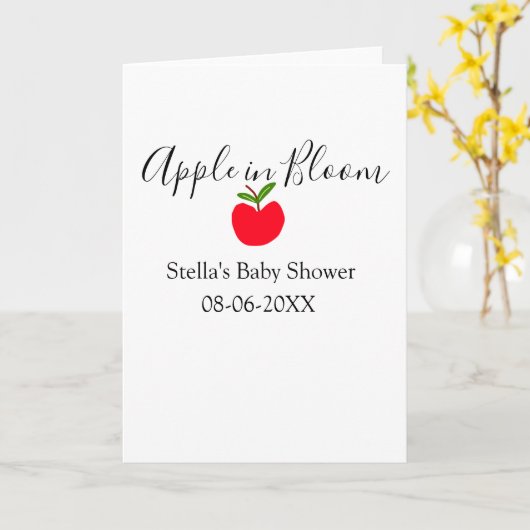 Apple in bloom baby shower red apple name date  カード (黄色い花)