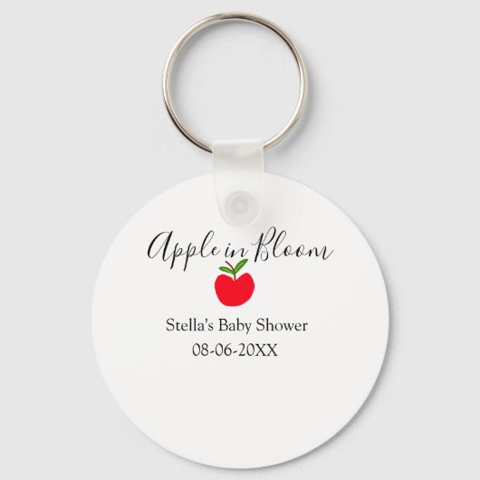Apple in bloom baby shower red apple name date  キーホルダー (正面)