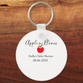 Apple in bloom baby shower red apple name date  キーホルダー (裏面)