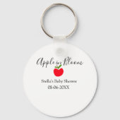 Apple in bloom baby shower red apple name date  キーホルダー (裏面)