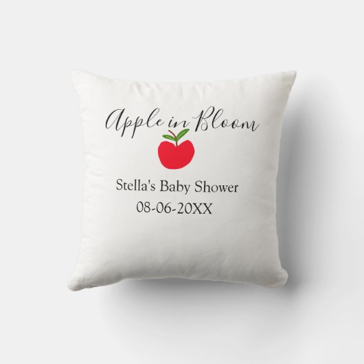 Apple in bloom baby shower red apple name date  クッション (裏面)