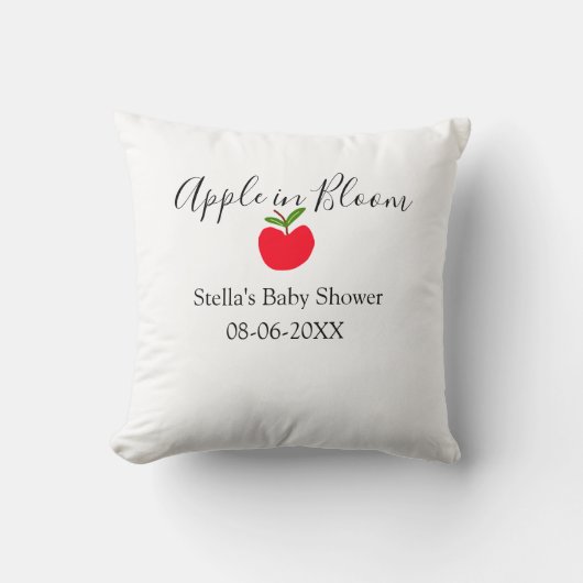Apple in bloom baby shower red apple name date  クッション (正面)