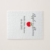 Apple in bloom baby shower red apple name date  ジグソーパズル (横)