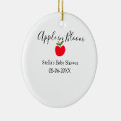 Apple in bloom baby shower red apple name date  セラミックオーナメント (右)