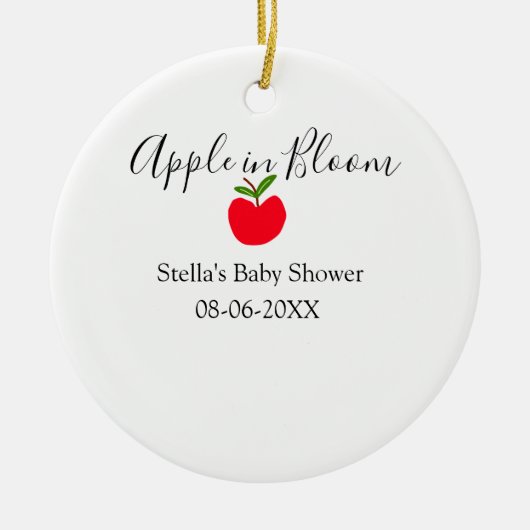 Apple in bloom baby shower red apple name date  セラミックオーナメント (正面)