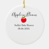 Apple in bloom baby shower red apple name date  セラミックオーナメント (裏面)