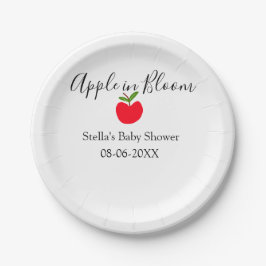 Apple in bloom baby shower red apple name date  ペーパープレート