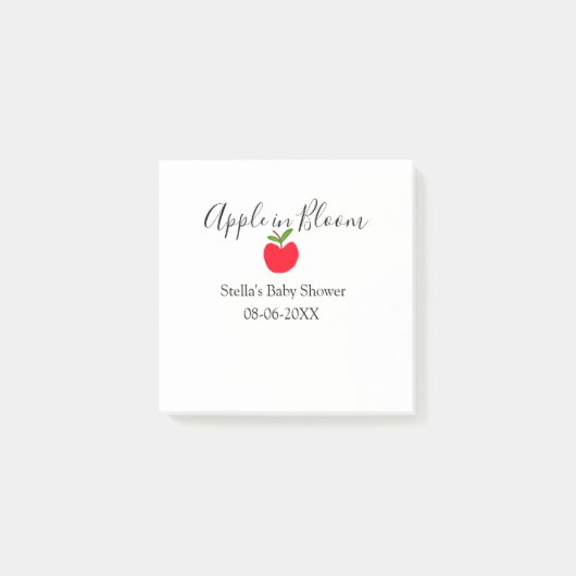 Apple in bloom baby shower red apple name date  ポストイット (正面)