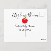 Apple in bloom baby shower red apple name date  ポストカード (裏面)