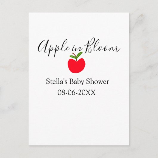 Apple in bloom baby shower red apple name date  ポストカード (正面)