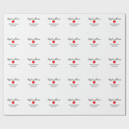 Apple in bloom baby shower red apple name date  ラッピングペーパー