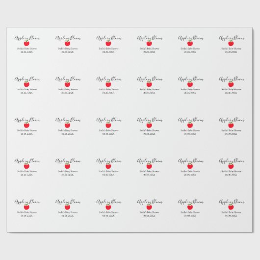 Apple in bloom baby shower red apple name date  ラッピングペーパー (フラット)