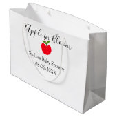 Apple in bloom baby shower red apple name date  ラージペーパーバッグ (裏面アングル)