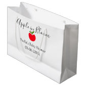 Apple in bloom baby shower red apple name date  ラージペーパーバッグ (正面アングル)