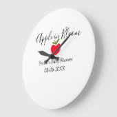 Apple in bloom baby shower red apple name date  ラージ壁時計 (傾斜)