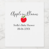 Apple in bloom baby shower red apple name date  ワインラベル (シングルラベル)