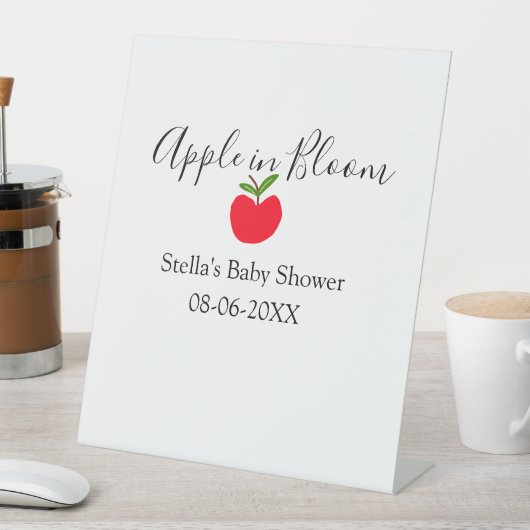 Apple in bloom baby shower red apple name date  台座サイン (インサイチュ)