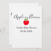 Apple in bloom baby shower red apple name date 招待状 (正面/裏面)