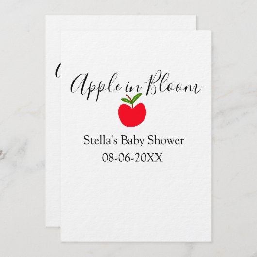 Apple in bloom baby shower red apple name date  招待状 (正面/裏面)
