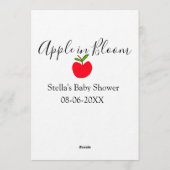 Apple in bloom baby shower red apple name date 招待状 (裏面)