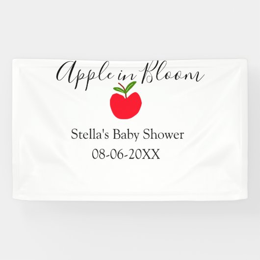 Apple in bloom baby shower red apple name date  横断幕 (横)