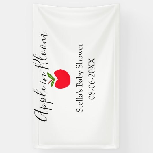 Apple in bloom baby shower red apple name date  横断幕 (縦)