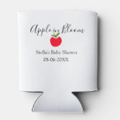 Apple in bloom baby shower red apple name date  缶クーラー (裏面)
