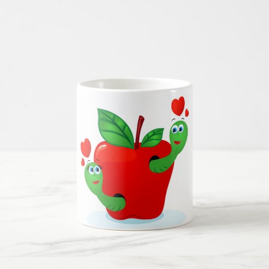 Apple in Love、白いマグカップ コーヒーマグカップ (中央)