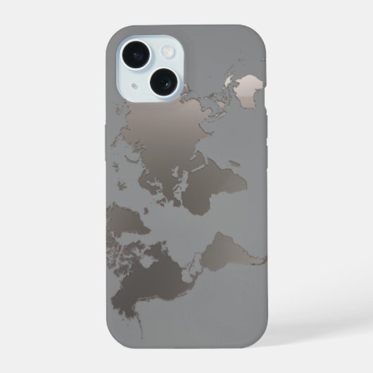 Apple iPhoneケース 世界地図 旅行 シルバーグレー iPhone 15ケース (裏面)