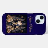 Apple iPhoneケース 15-ネイビーブルー＆ゴールド クリスマス Case-Mate iPhoneケース (裏面 (横))